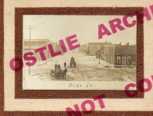 Dike IOWA RPPC c1912 MAIN STREET Snow Winter nr Cedar Falls Waterloo Reinbeck