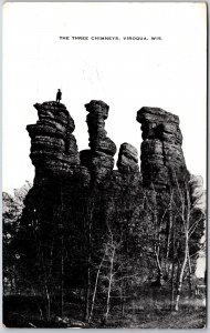 1914 The Three Chimneys Viroqua Wisconsin WI Rock Formations Posted Postcard