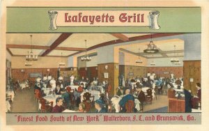 Brunswick Georgia Lafayette Grill Interior 1940s Postcard Grafico roadside 7693