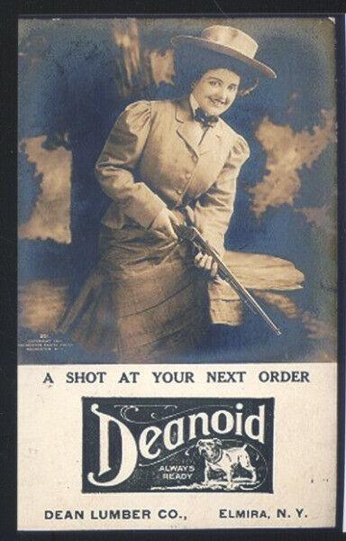 REAL PHOTO ELMIRA NEW YORL DEANOID DEAN LUMBER ADVERTISING POSTCARD GUN COPY