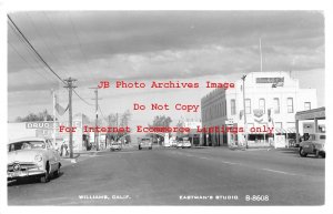 CA, Williams, California, RPPC, Street Scene, Business Section,Eastman No B-8608