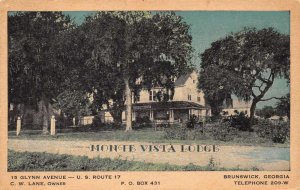 Brunswick Georgia Monte Vista Lodge, White Border Vintage Postcard U10850