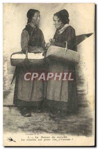Old Postcard Return of walking Folklore Women