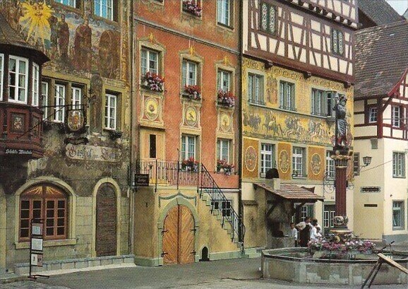 Switzerland Stein am Rhein Mittelalterliche Szene Auf Dem Rathausplatz