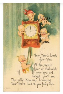 Kewpies by Rose O'Neill. Pub. By Gibson Art New Year- Luck, Wall Clock