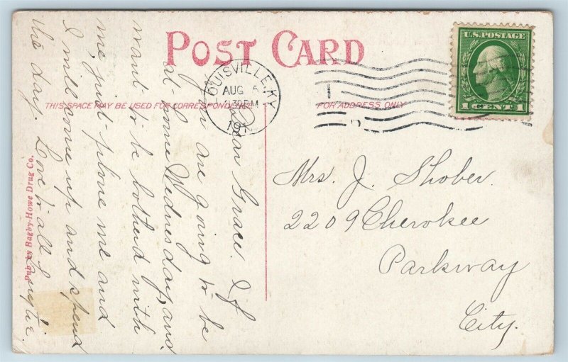 Postcard KY Louisville The Louisville Golf Club House 1912 Hagby Howe Drug C01