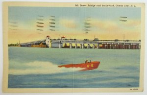 1941 VINTAGE POSTCARD 9th STREET BRIDGE & BOULEVARD OCEAN CITY N.J.