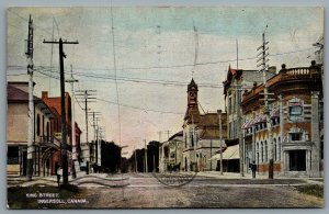 Postcard Ingersoll Ontario c1907 King Street Street View Shops Horse Carriage