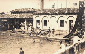 1920-30s RPPC Real Photo Postcard Swimming Pool Slide probably California