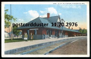 h2810 - MANITOWOC Wisconsin Postcard 1930s C&NW Train Station by Bishop