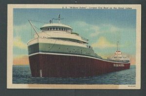 Ca 1949 Post Card US Great Lakes Ore Boat SS Wilfred Sykes By Inland Steel Cost-