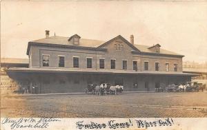 Haverhill MA New B&M Railroad Station Train Depot Horse & Wagons RPPC Postcard