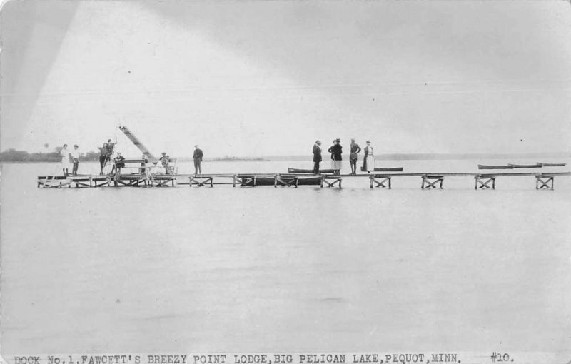 Pequot Mine Fawcett's Breezy Point Lodge Boat Dock Real Photo Postcard JH230551