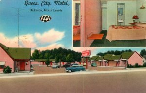 1950s Queen City Motel, Dickinson, North Dakota Vintage Postcard