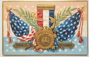 Patriotic American Civil War Sons of Veterans Remembrance Gilded Postcard R21
