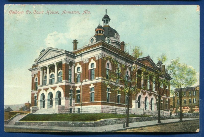 Calhoun County Court House Anniston Alabama al old postcard 1909