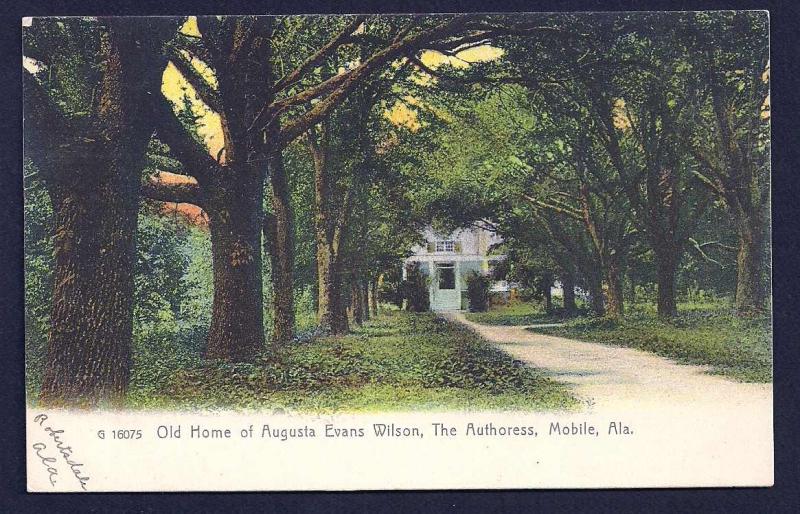 Augusta Evans Wilson home Mobile Alabama unused c1905