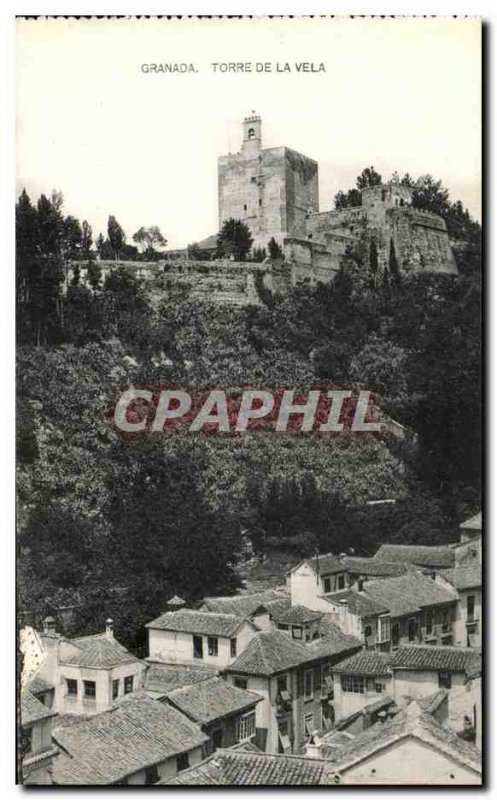 Old Postcard Granada Torre De La Vela