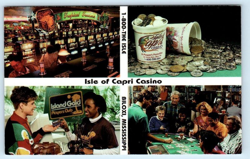 BILOXI, Mississippi MS ~ ISLE OF CAPRI CASINO Slot Machines & Blackjack Postcard