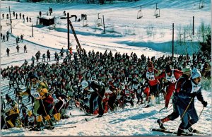 Vtg Cable WI Mt Telemark American Birkebeiner Cross Country Ski Race Postcard