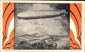 Graf Zeppelin Dirigible Airship Veedol Motor Oils Advertising Postcard c1920
