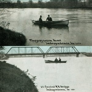 x2 SET c1910s Independence IA Wapsipinicon River Central Railroad Bridge PC A146