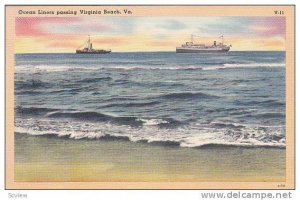 Ocean Liners passing Virginia Beach, Virginia, 30-40s