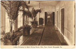 Gwynedd, Pennsylvania - Lobby Entrance to Dining Room - Wm. Penn Hotel