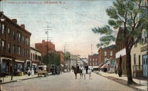 Newark New Jersey NJ Roseville Ave Horses and Riders c1910 Vintage Postcard