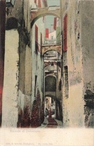 Dolceacqua Italy~Alleyway~1900s R. Scholtz Tinted Photo Postcard