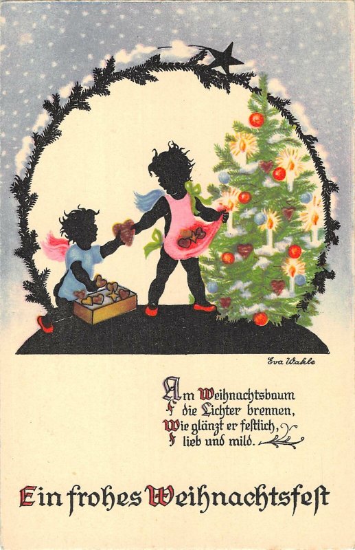 US3428 Ein frohes Weihnachtsfest Christmas Children Art Nouveau Artist signed