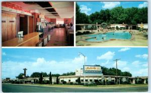 BROWNFIELD, Texas  TX   Roadside Interior DELUXE MOTOR INN  Pool c1960s Postcard