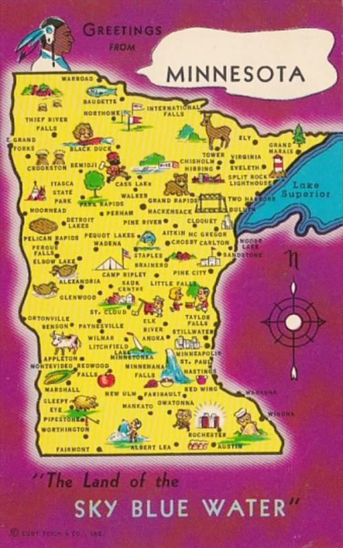 Greetings From Minnesota With Map