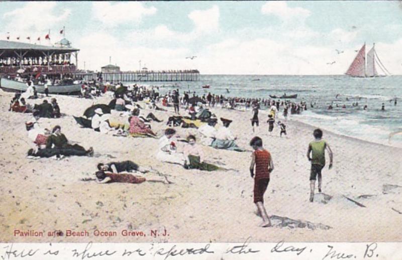 New Jersey Ocean Grove Beach and Pavilion 1906