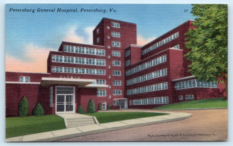 2 Postcards PETERSBURG, Virginia VA ~ PETERSBURG GENERAL HOSPITAL c1950s Linens