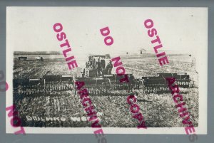 Texas County OKLAHOMA RPPC c1915 STEAM ENGINE Tractor DRILLING WHEAT Farming