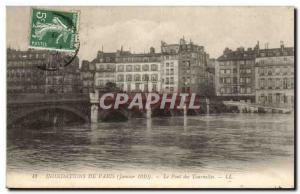 Crue of the Seine Paris Old Postcard Flood Bridge Tournelles