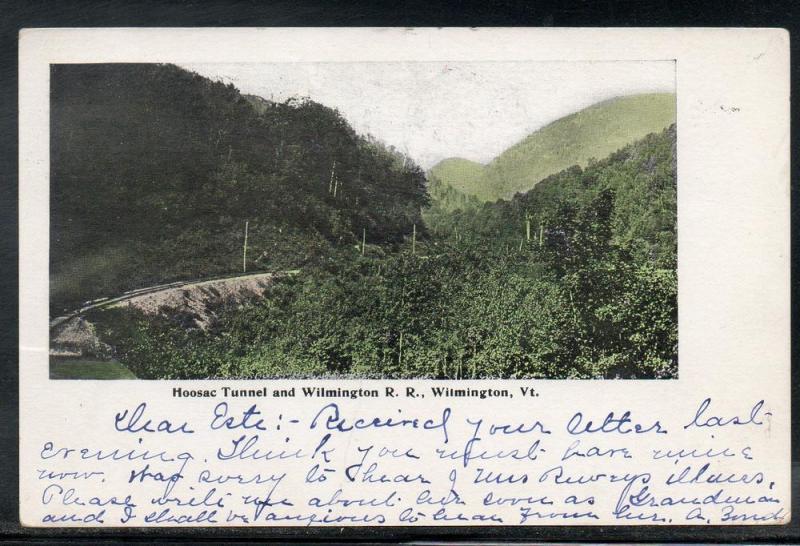 US Hoosac Tunnel Railroad Card Searsburg VT DPO 1906 B843