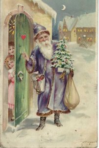 Vintage Hold to Light Santa Claus Postcard.