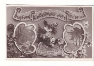 May Every Christmas Joy Be Yours, Two Rural Scenes, Vintage Real Photo Postcard