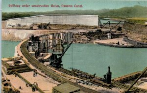 1910s Spillway Under Construction Gatun Panama Canal Postcard