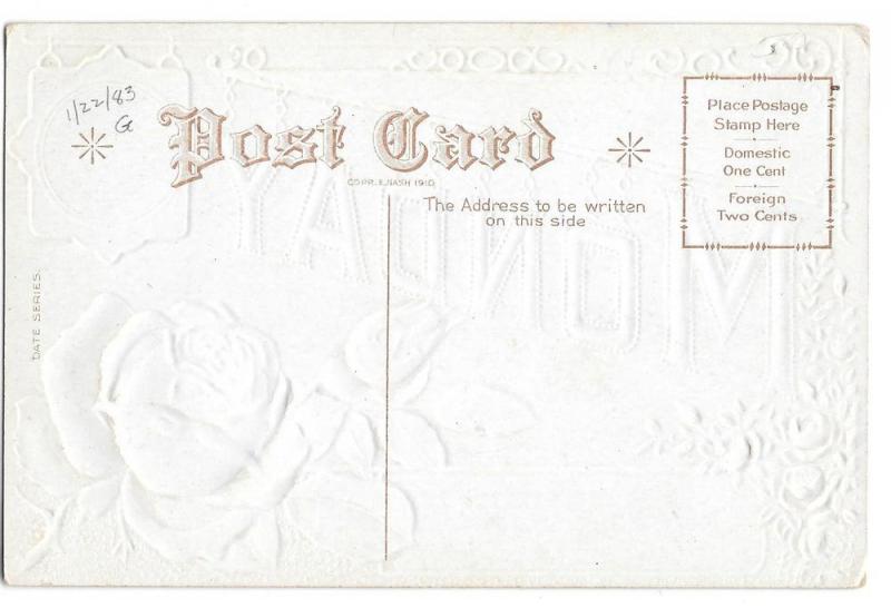 Vintage Appointment Postcard Rose Monday Embossed Gilded 