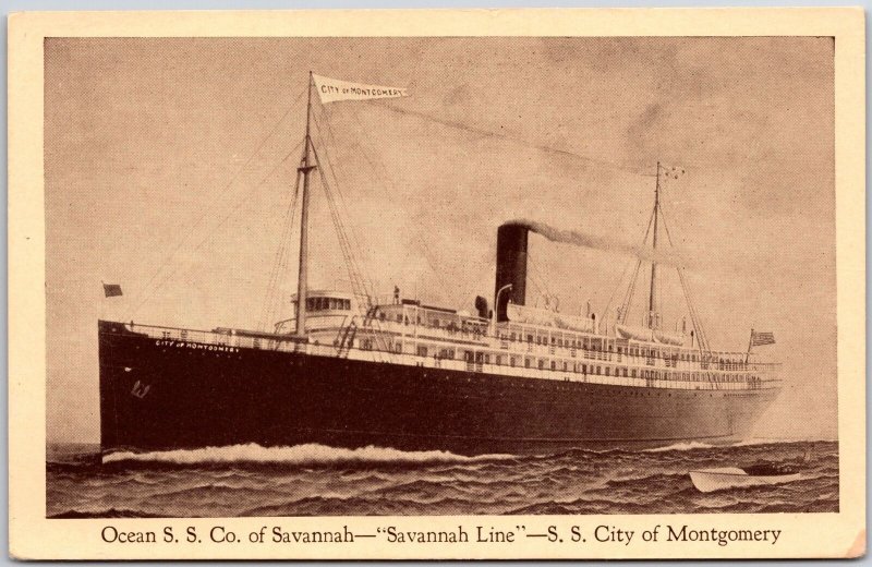 Ocean S.S. Co. of Savannah - Savannah Line - S.S. City of Montgomery Postcard