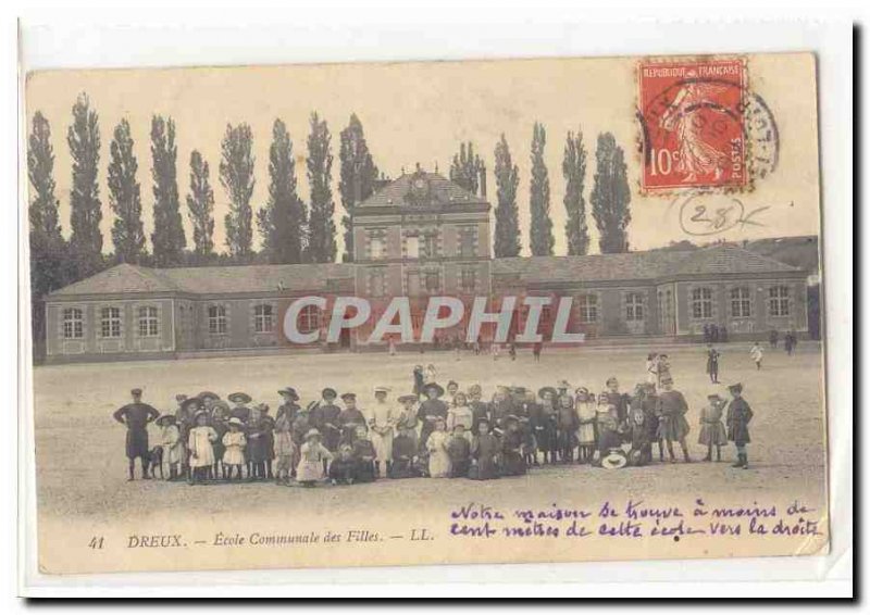 Dreux Old Postcard Communal school girls