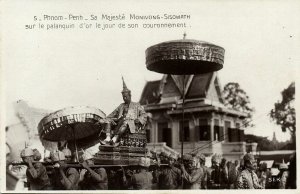 King Sisowath Monivong of Cambodia during his Coronation Day 1927 RPPC Postcard