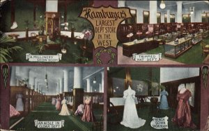 Los Angeles Hamburger's Department Store Interior Multi View c1910 postcard