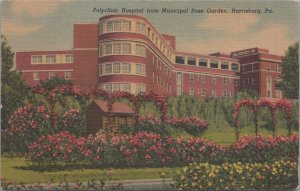 Postcard Polyclinic Hospital from Municipal Rose Garden Harrisburg PA