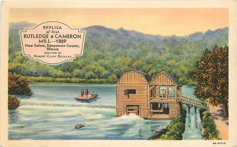 Illinois New Salem Sangamon County Rutledge Cameron Mill Postcard 22-8765