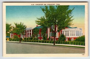 Tennessee Kingsport Inn Building Postcard Linen Unposted Vintage Tenn Trees Road