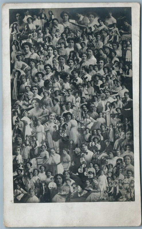 PHOTOMONTAGE MULTIPLE WOMEN ANTIQUE REAL PHOTO POSTCARD RPPC